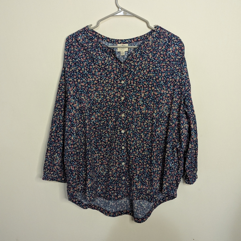 St. John's Bay Women's XXL Flowy Floral Boho Button Down
